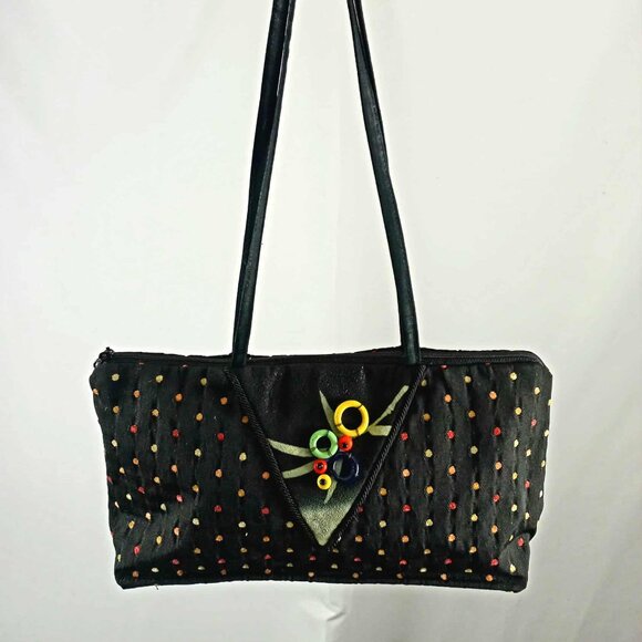 Black polka-dot embellished shoulder bag - Picture 4 of 9